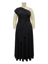 Elegant One Shoulder Pleated Party Maxi Split Dress